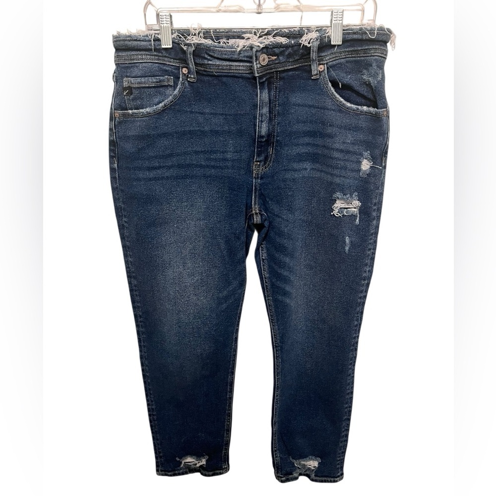 KanCan Dark Blue Frayed Hem Jeans